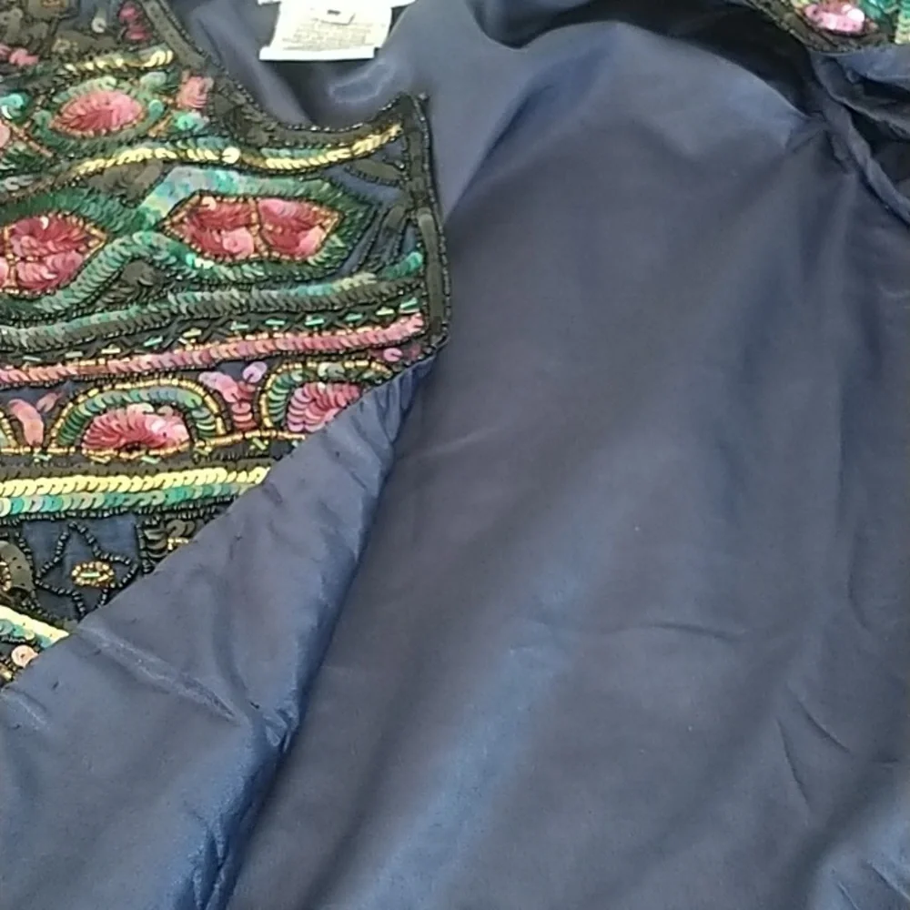 Papell Boutique Evening Beaded Sequins Jacket Vintage S - Picture 10 of 12